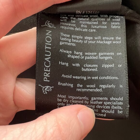 Mackage Wool Cashmere Leather Coat Jacket Moto Long Peacoat Preppy Motorcycle - Picture 10 of 11